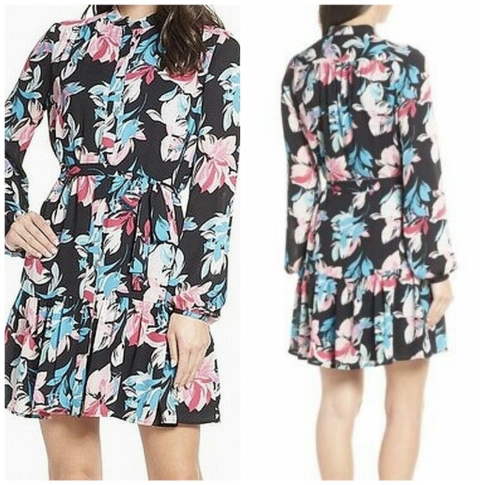 Charles Henry long sleeved floral dress